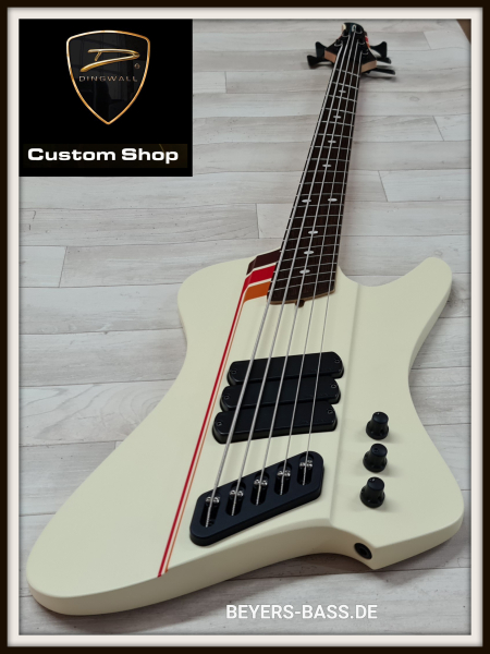 Dingwall D-Roc Custom Shop 5-String, 3 Pickups, Custom Color Creme White/70's Striping Gloss